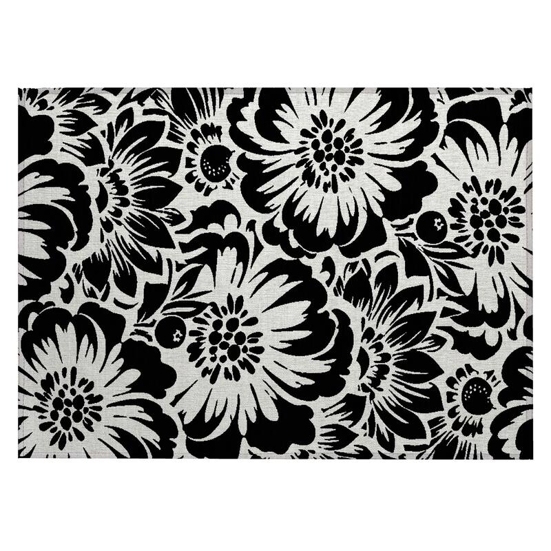 Machine Washable Indoor/ Outdoor Whimsy Floral Chantille Rug