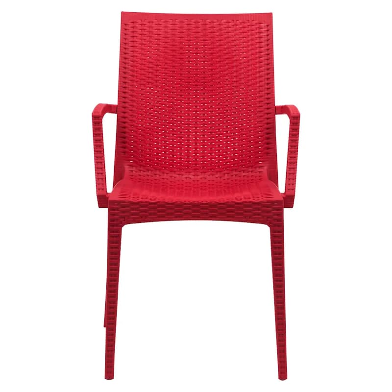 Mace Polypropylene Stackable Armrest Patio Dining Chair with Woven Design for Outdoor Dining Patio Indoor Gatherings