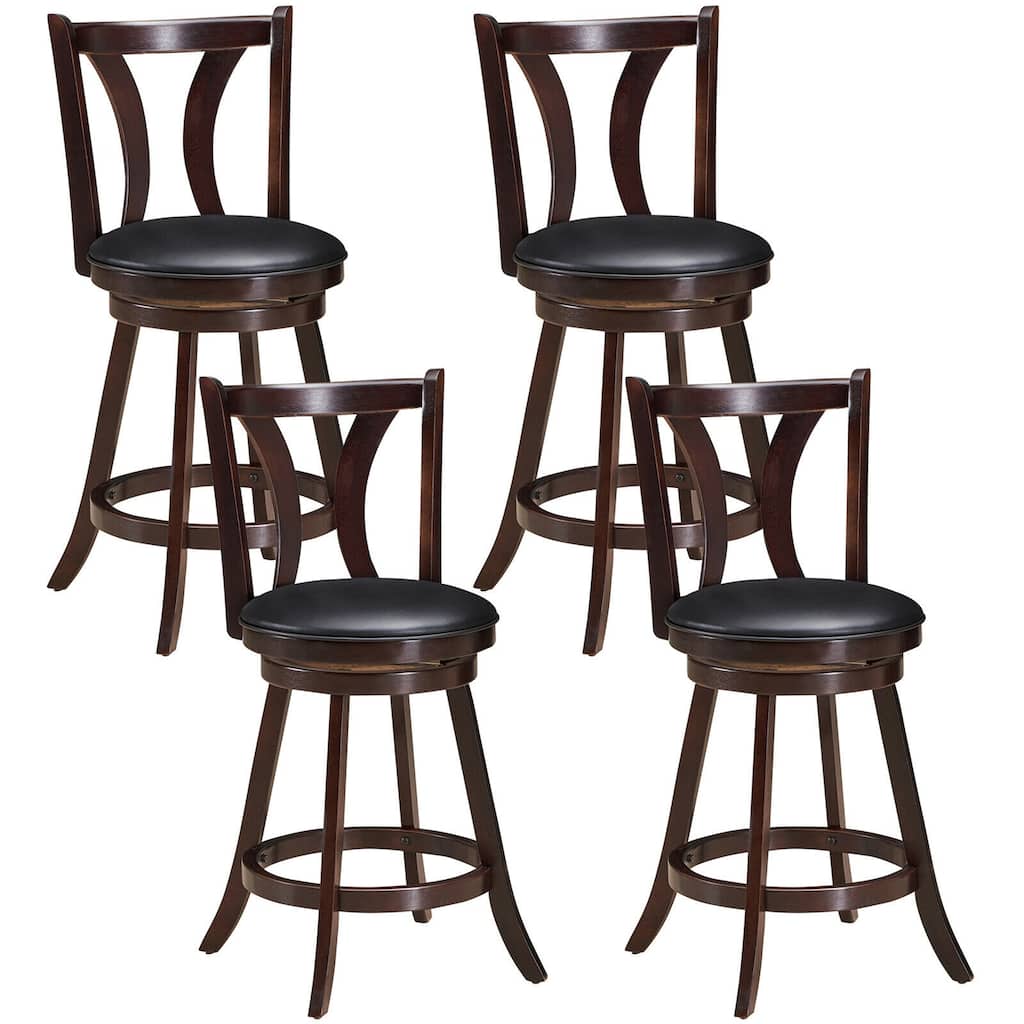 Gymax Set of 4 Swivel Bar stool 24'' Counter Height Leather Padded - See Details