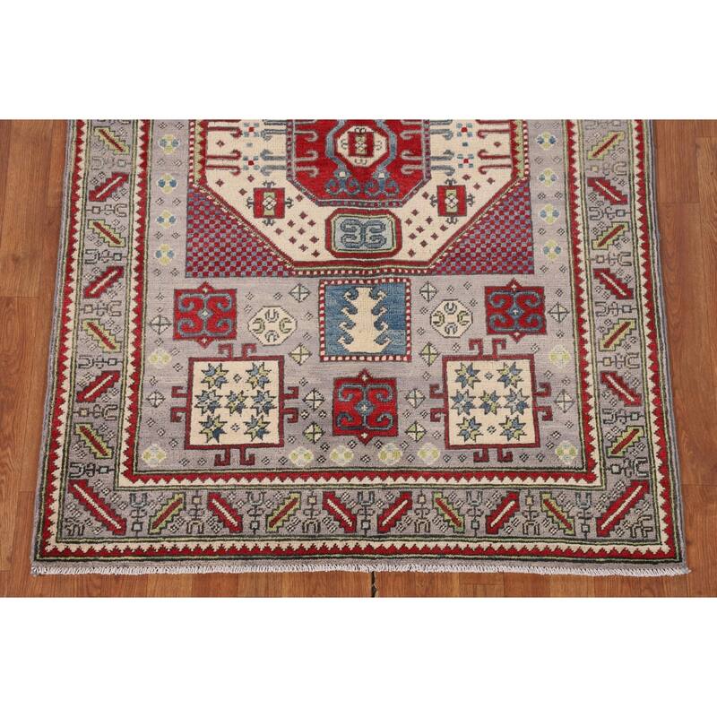 Kazak Oriental Area Rug Handmade Blue Traditional Wool Carpet - 3'11" x 5'11"