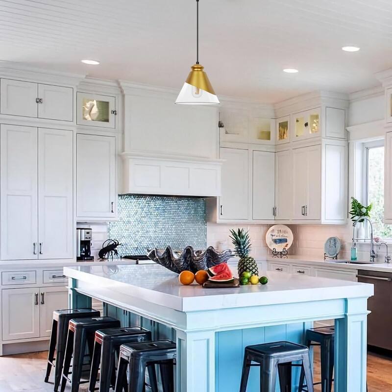 1 Light hanging light gold kitchen island light glass, metal pendant light