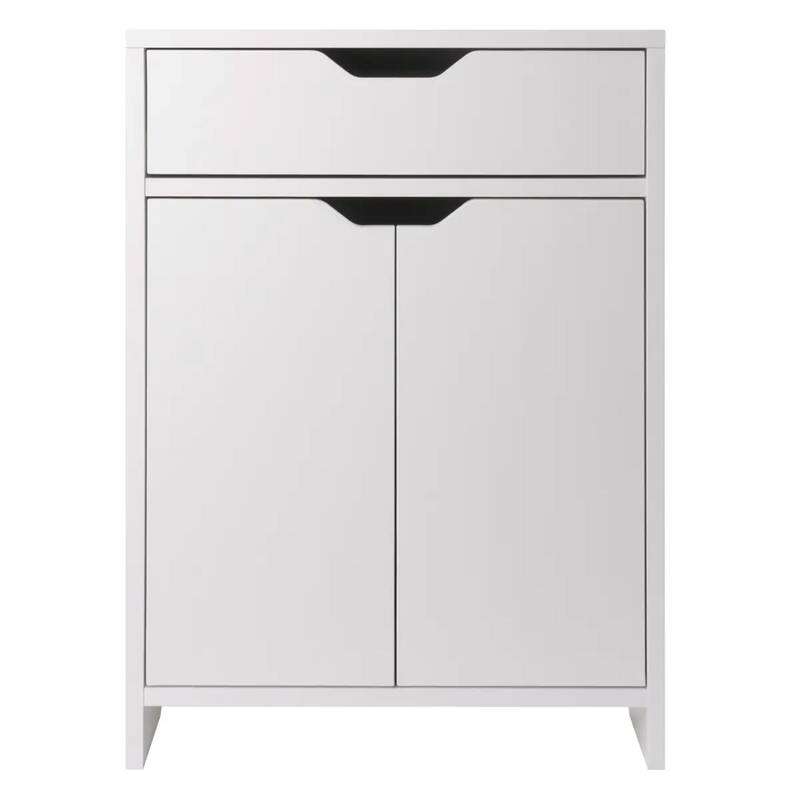 Two Shelf Storage Cabinet with Drawer - 26.25" - White