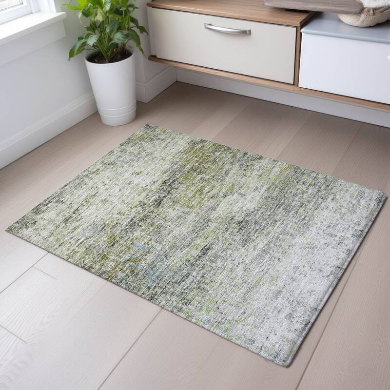 Premium Washable Super Soft Abstract Modern Mayfield Rug - Aloe - 1'8" x 2'6"