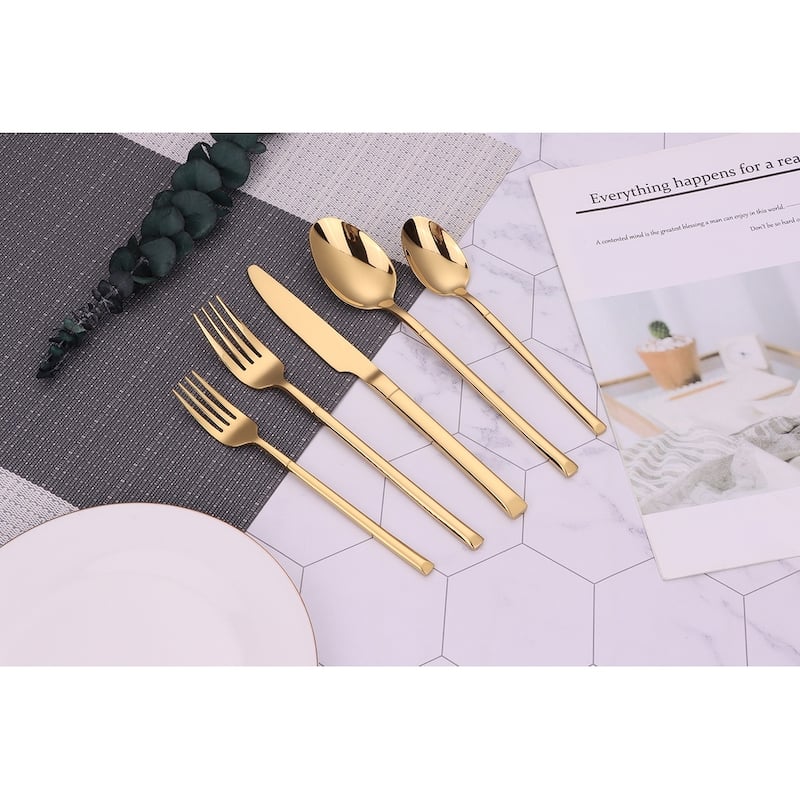20 Pc Flatware Set Simple Gold - Service For 4 - 20 Pc