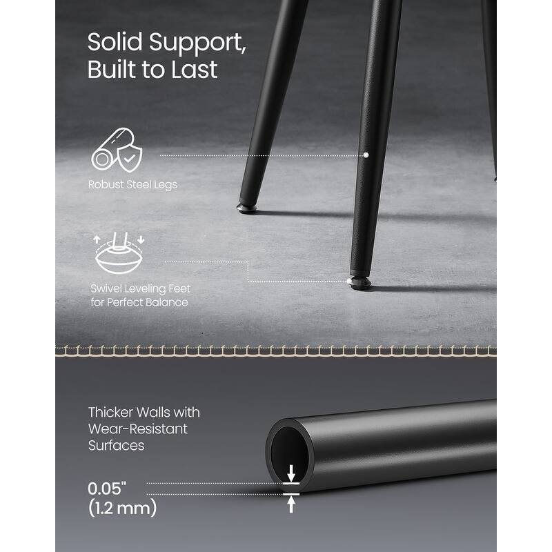 Modern Dining Chairs with Steel Frame and Synthetic Leather Padded Seat