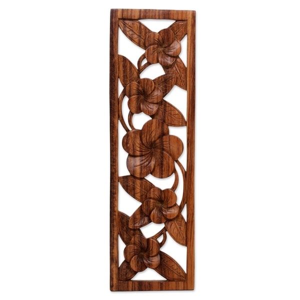 Handmade Jepun Wall Wood Relief Panel (Indonesia) - 19" H x 6" W x 0.9" D. Opens flyout.