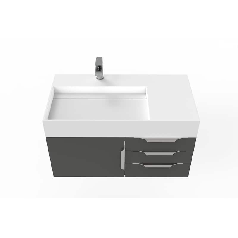 Amazon 36" Wall Mounted Bathroom Vanity Set w/ White Top