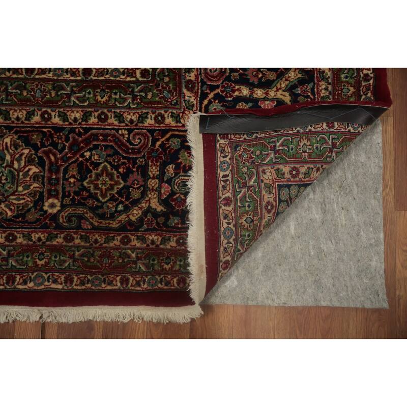 Hand Knotted Oriental 100% Wool Carpet Traditional Floral Red Isfahan Area Rug - 14' 9'' X 10' 5''