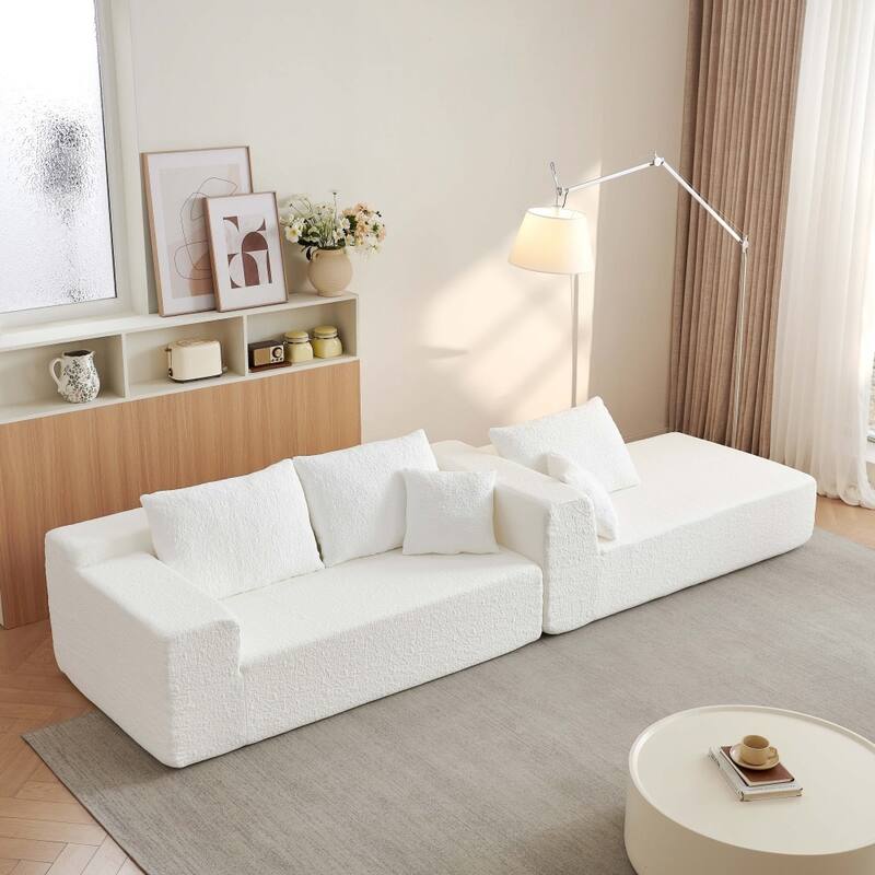 103.54" Modular Chenille Cloud Sectional Sofa with Throw Pillows