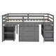 preview thumbnail 3 of 52, Study Loft Bed with Storage Cabinet, Rolling Portable Desk and 2-Tier Bookshelf, Wood Low Loft Bedframe for Kids Teens Adults