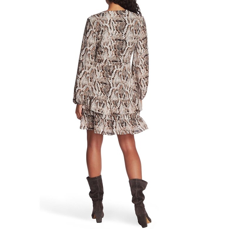 1.State Women S Snakeskin Print Ruffled Long Sleeve Wrap Dress Golden- Brown - Bed Bath & Beyond - 40573609 1.State Women S Snakeskin Print Ruffled Long Sleeve Wrap Dress Golden- Brown - Bed Bath & Beyond - 40573609