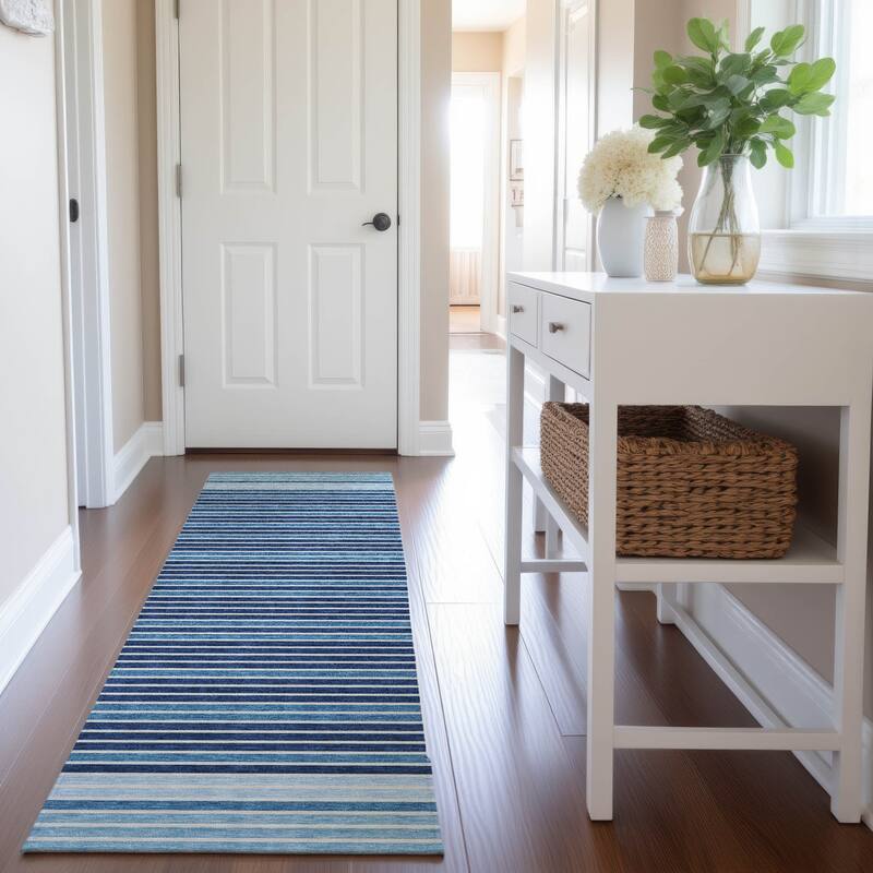 Premium Washable Super Soft Border Geo Mayfield Rug - Sky - 2'3" x 7'6"