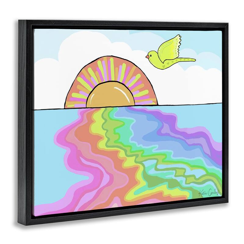 Stupell Swirling Rainbow Sea Reflection Framed Floater Canvas Wall Art Design By Katie Conley