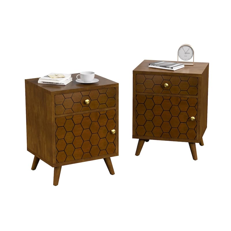 SUNBURY Mid-Century Modern Nightstands with Drawers (Set of 2)