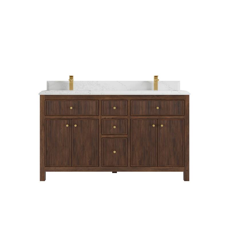 Willow Collections 60 in. W x 22 in. D Sonoma Teak Double Sink Bathroom Vanity with Countertop