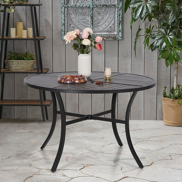Outdoor patio dining best sale table with umbrella hole