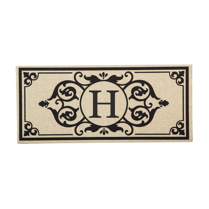 Cambridge Monogram Burlap Sassafras Switch Mat, Letter H