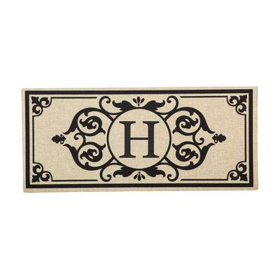 Cambridge Monogram Burlap Sassafras Switch Mat, Letter H