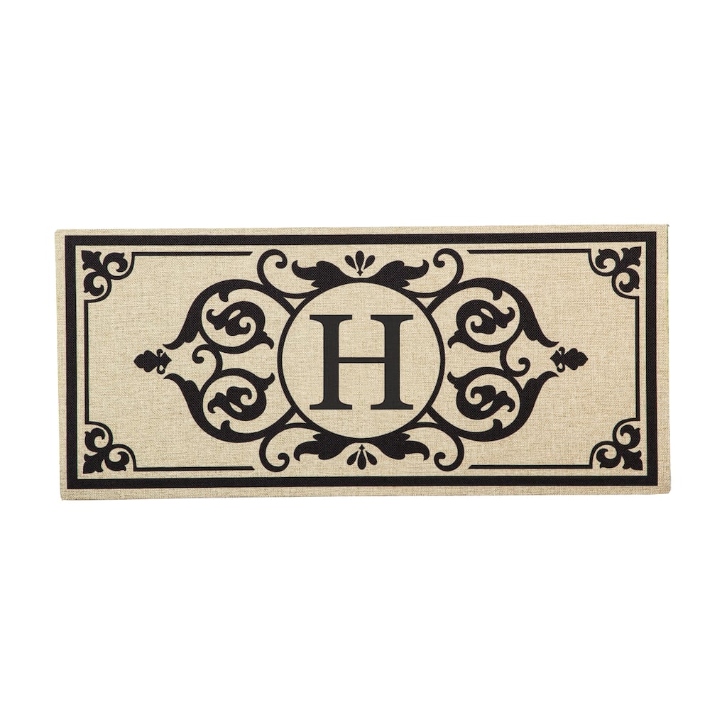 Cambridge Monogram Burlap Sassafras Switch Mat, Letter H