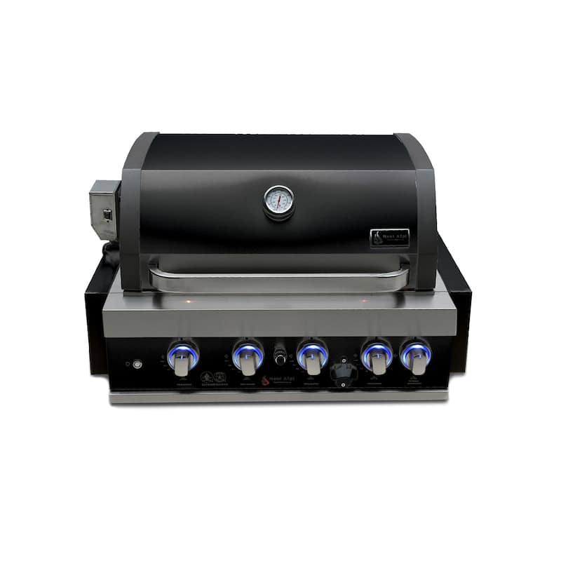 Mont Alpi MABi400 Black Stainless Steel 32-Inch 4-Burner 63000 BTU Built-In Outdoor Kitchen Barbecue Drop-in Grill - Black - Natural Gas/Propane Gas