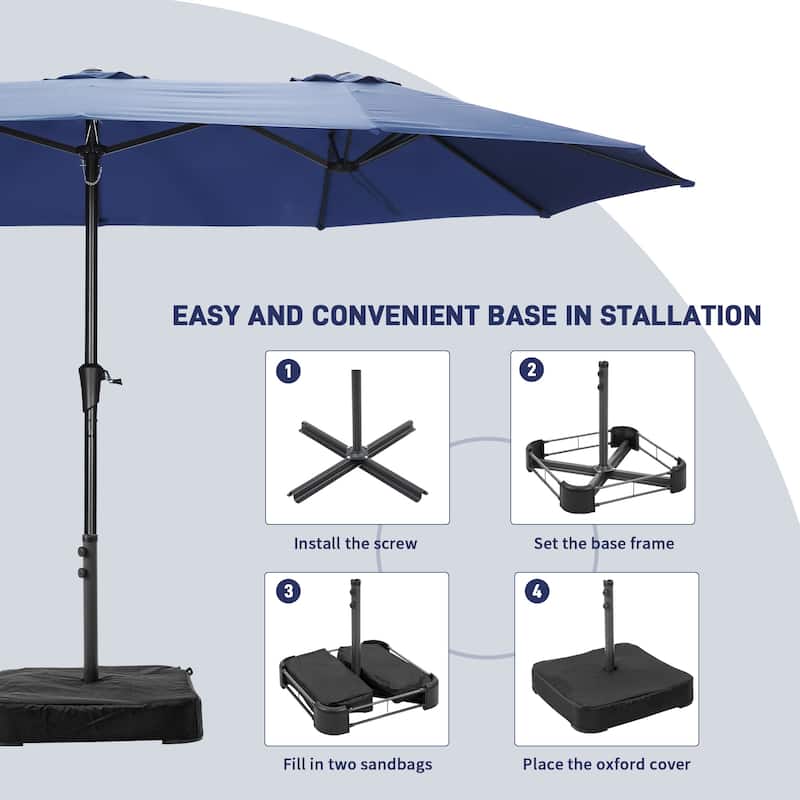 Ainfox 13FT/15FT Patio Umbrella Large Outdoor Umbrella with Base