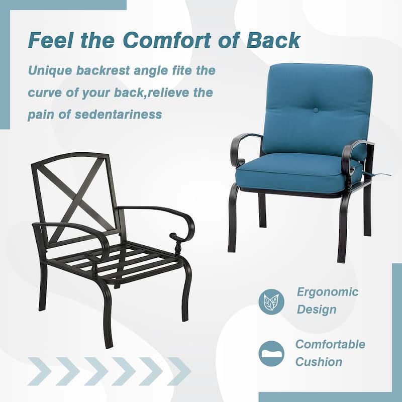 SUNCROWN 2-piece Outdoor Patio Cushioned Dining Chairs