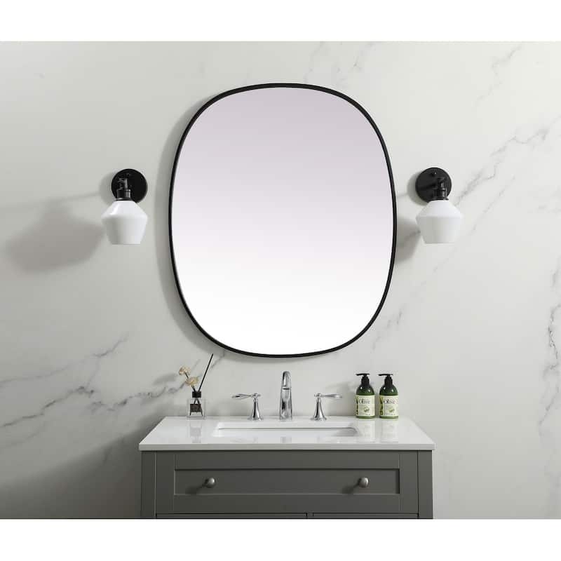 Indigo Home Metal Frame Oval Mirror 30x36 Inch