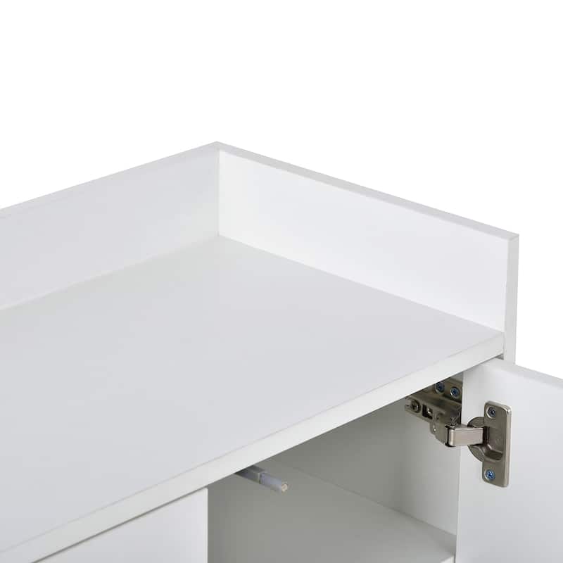 Elegant 4-Door Sideboard for Small Spaces with Adjustable Storage and Gold Legs