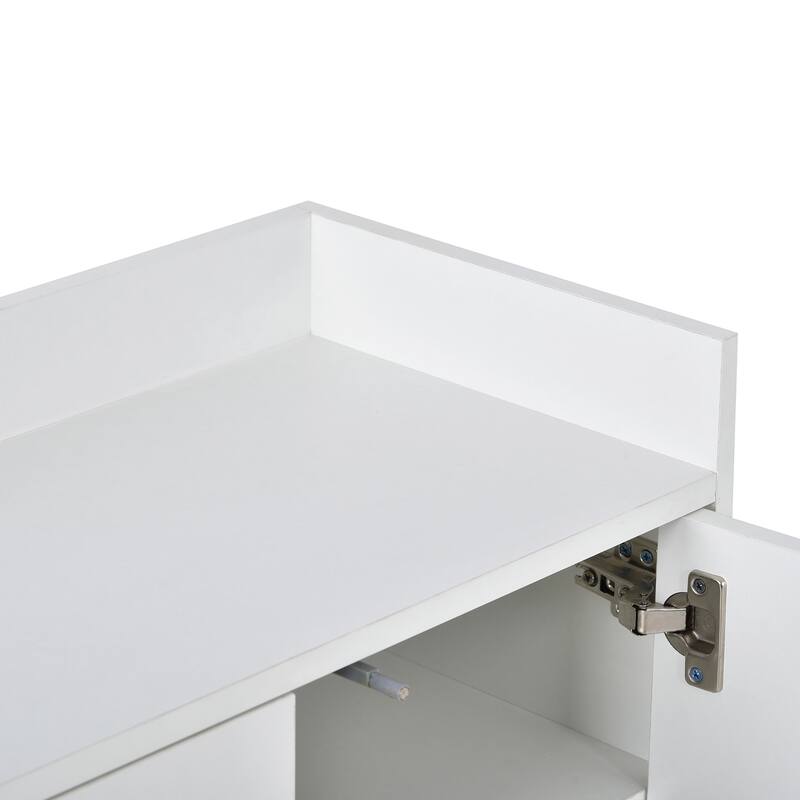 Elegant Particle Board Sideboard Buffet with 3 Adjustable Shelves for Dining or Living Room Use