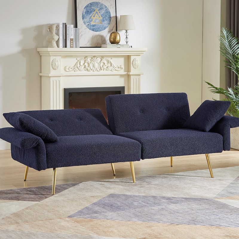Modern Loveseat Sofa Bed - Teddy Upholstery with Side Pocket