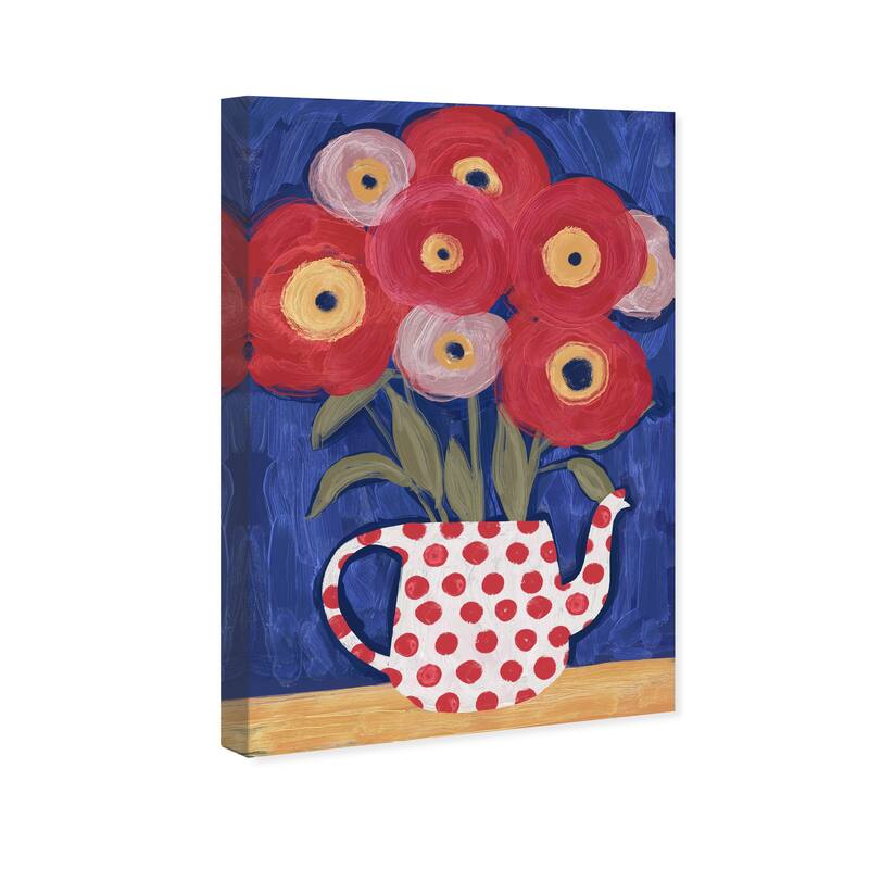 Wynwood Studio Canvas Floral and Botanical Ornate Floral Red and Modern & Contemporary Wall Art Canvas Print