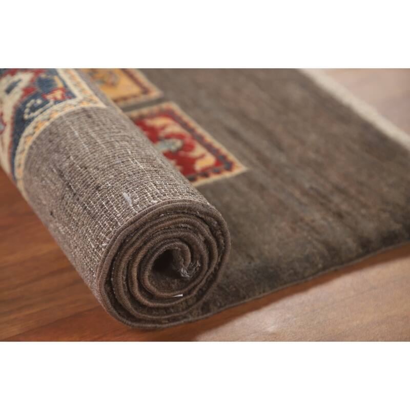 Brown Kazak Accent Rug Handmade Wool Carpet - 2'7" x 4'0"