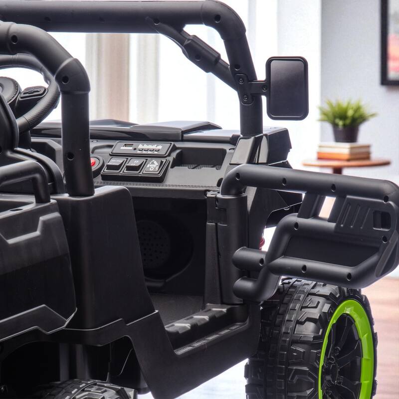 24V 2-Seater Kids Ride On 6-Wheel Dump Truck with Remote Control, 4WD, Suspension, Bluetooth Music, USB & Shovel Toy