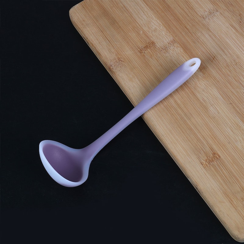 8.3" Silicone Soup Spoon Ladle Kitchen Serving Utensil for Cooking Baking Purple - Purple
