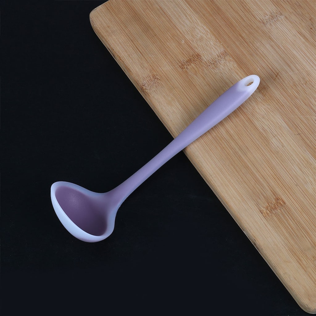 8.3" Silicone Soup Spoon Ladle Kitchen Serving Utensil for Cooking Baking Purple