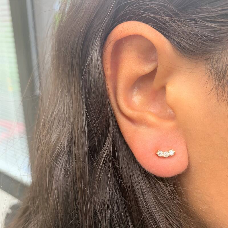 Joelle Collection Diamond Earrings 1/3 cttw 3-Stone Cluster Earrings 14K Gold Beautiful Gift