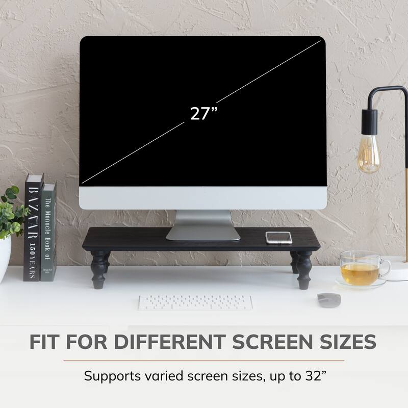 Jani Wood Monitor Stand Riser Desk - Ergonomic Design Stand, Desktop Organizer Table for Home, Office Workspace, Gaming Desk