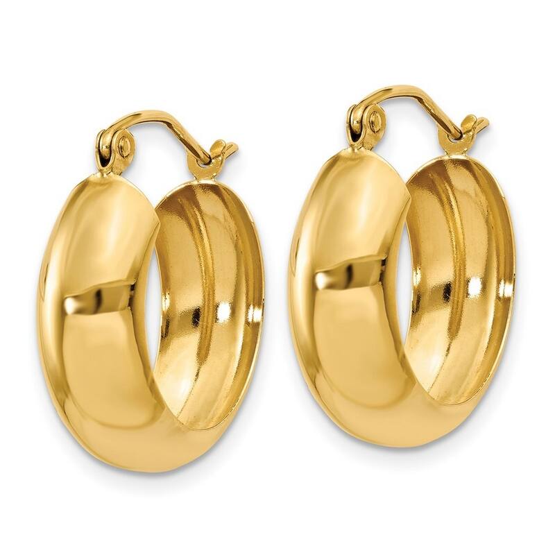 Curata 14k Yellow Gold Polished 18x7mm Wedding Band Hoop Earrings