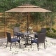 preview thumbnail 10 of 30, MAISON ARTS 6-Pieces Outdoor Dining Sets, 37" Square Metal Bistro Table with Umbrella Hole and 4 Rattan Garden Chairs +Beige Umbrella