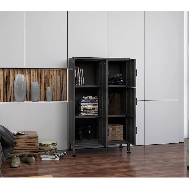 6 Doors Metal Locker Storage Cabinet - retro