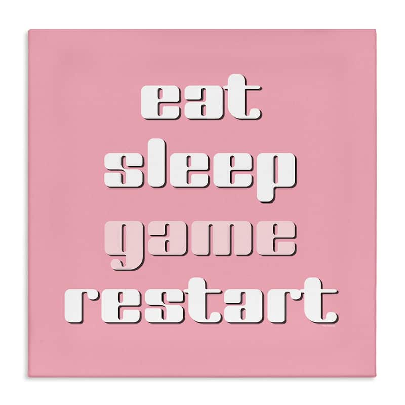 Stupell Gamer Phrases on Pink Canvas Wall Art Design By Yass Naffas Designs - 17 x 17