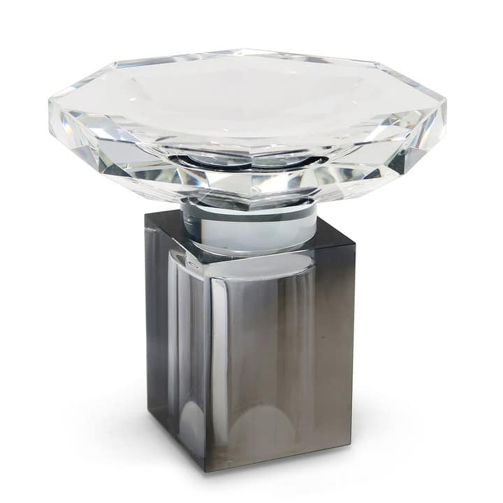 Crystal Bowl with Smoked Base 6"D - Smoked