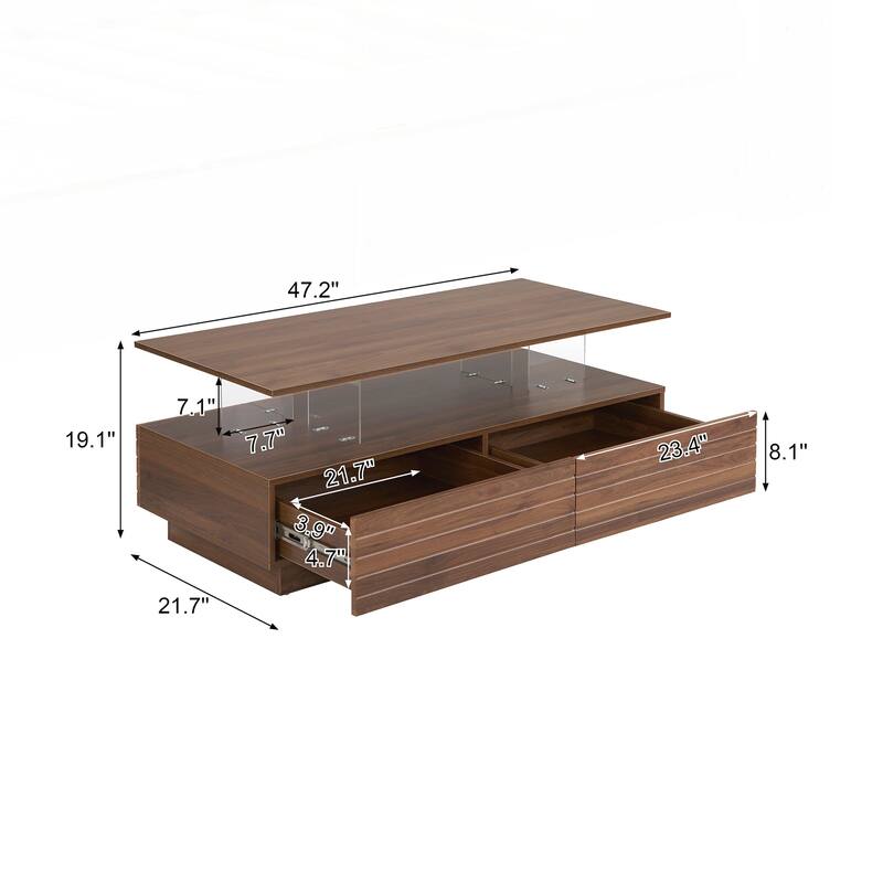 Modern Rectangular LED Lights Coffee Table