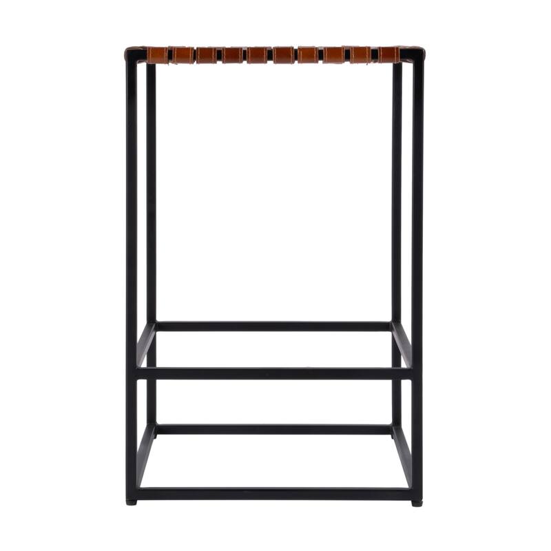 Lowell 24 in. Seat Height Leather and Iron Backless Counter Stool with Footrest