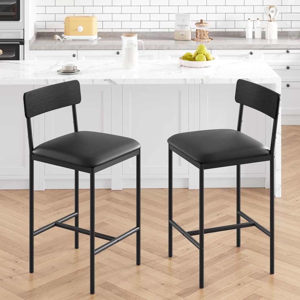 Bar Stools Set of 2, Kitchen Bar Stools with Footrest