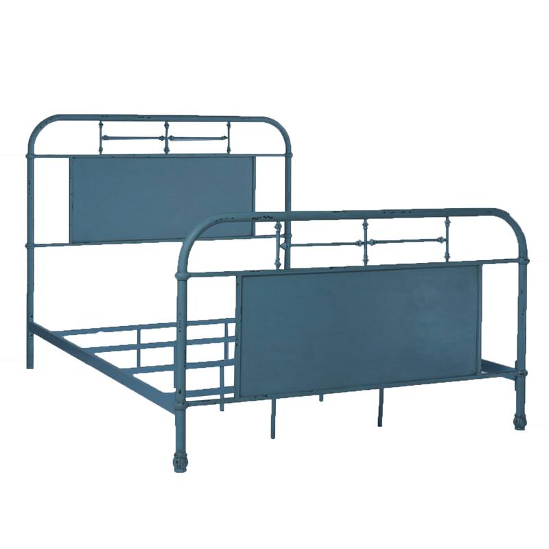 Vintage Series Distressed Metal Queen Metal Bed