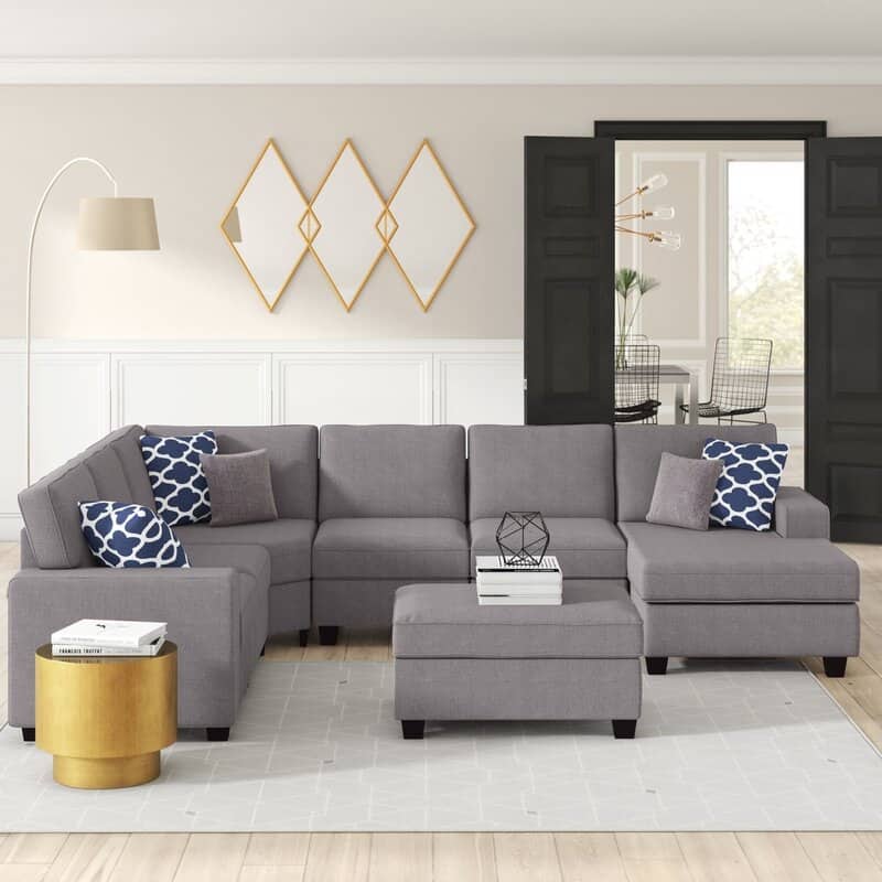 Right Hand Facing Modular Sectional with Ottoman
