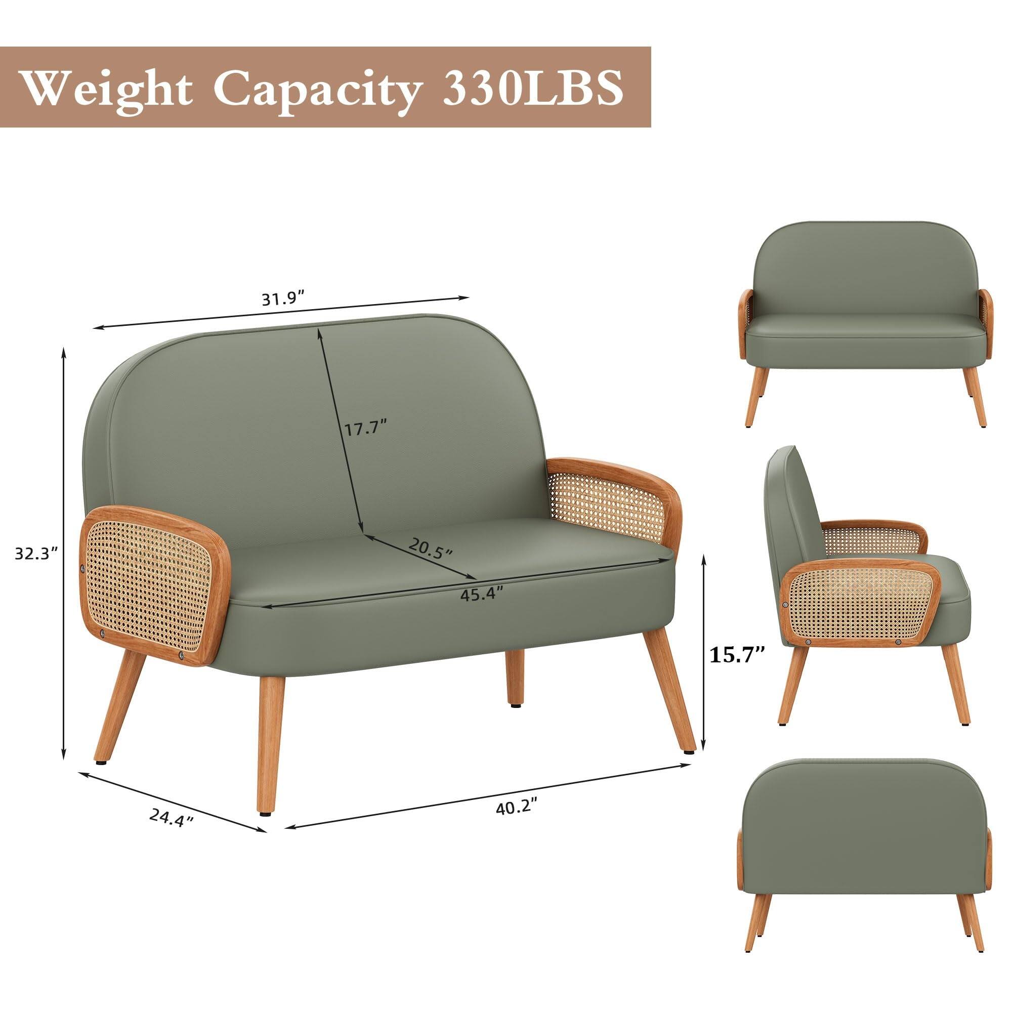 Loveseat Sofa Small Couch for Living Room, Faux Leather Mini Couch Love