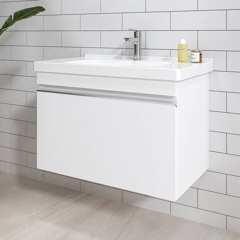 Woody 32" Modern White Floating Vanity with Soft Close Drawer
