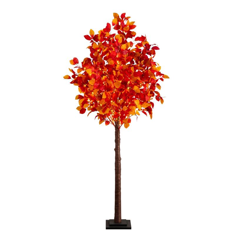 Pre-Lit Artificial Maple Fall Tree - 6' - Warm White LED Lights